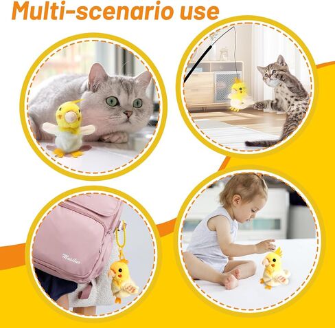 Interactive Flapping Cat Toys, Chirping Bird Cat Toy for Indoor Cats Self Play, Touch Activated Flying Bird Parrot Kitten Toys for Indoor Cats Hunting and Kicker (Red) in Saudi Arabia