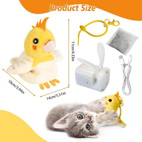 Interactive Flapping Cat Toys, Chirping Bird Cat Toy for Indoor Cats Self Play, Touch Activated Flying Bird Parrot Kitten Toys for Indoor Cats Hunting and Kicker (Red) in Saudi Arabia