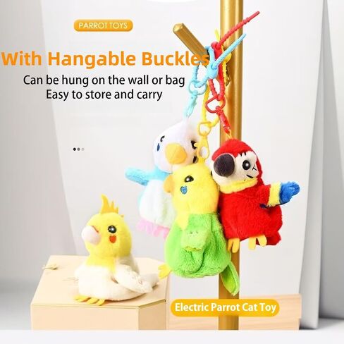 Interactive Flapping Cat Toys, Chirping Bird Cat Toy for Indoor Cats Self Play, Touch Activated Flying Bird Parrot Kitten Toys for Indoor Cats Hunting and Kicker (Red) in Saudi Arabia