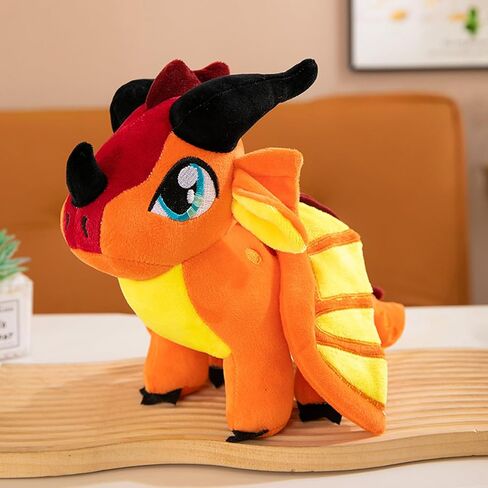 Soft Plush Wings Dragon Stuffed Animals Toy Pillow Doll, 12" Pterosaur Flying Orange Dragon Plushie Toys Best Birthday Christmas Anniversary Fiesta Party Festival Gifts for Adults Kids Baby Boys Toys in Kuwait