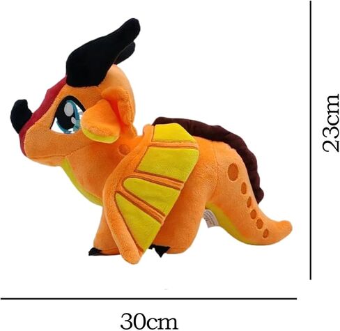 Soft Plush Wings Dragon Stuffed Animals Toy Pillow Doll, 12" Pterosaur Flying Orange Dragon Plushie Toys Best Birthday Christmas Anniversary Fiesta Party Festival Gifts for Adults Kids Baby Boys Toys in Kuwait