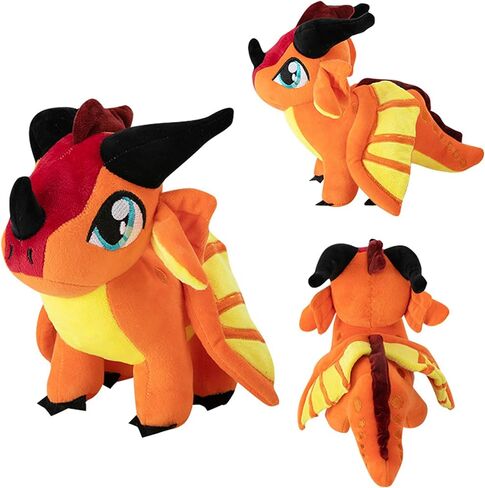 Soft Plush Wings Dragon Stuffed Animals Toy Pillow Doll, 12" Pterosaur Flying Orange Dragon Plushie Toys Best Birthday Christmas Anniversary Fiesta Party Festival Gifts for Adults Kids Baby Boys Toys in Kuwait