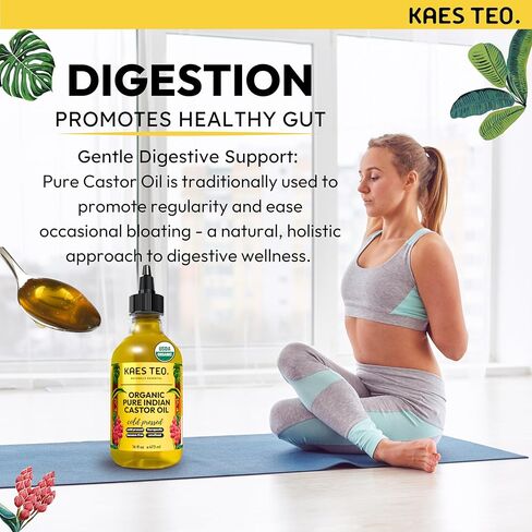 Organic Castor Oil for Eyelashes, Eyebrows, Skin Care, Nail Care, Scalp Treatment, Castor Oil Packs, Hair Growth Oil, Cold-Pressed, USDA Certified, Hexane-Free (2 Fl Oz, Original) in Kuwait