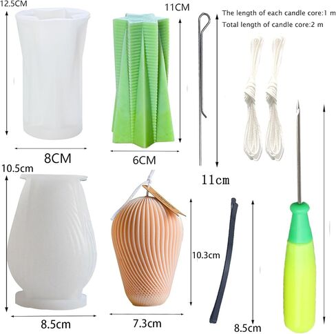 Column Geometric Candle Mold Curved House Decoration Cylindrical Set with with Large-Eye Wicking Needle,Wax Core Wire for DIY Candle Rraft Hourglass Mold for Beginners in Saudi Arabia