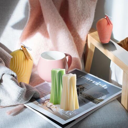Column Geometric Candle Mold Curved House Decoration Cylindrical Set with with Large-Eye Wicking Needle,Wax Core Wire for DIY Candle Rraft Hourglass Mold for Beginners in Saudi Arabia
