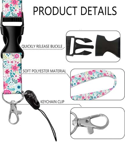 Badge Holder with Retractable Badge Reel Carabiner Clip and Detachable Lanyard Strap Hard Vertical Card Protector for Women Nurse Teacher Student Small Colorful Flower in Kuwait