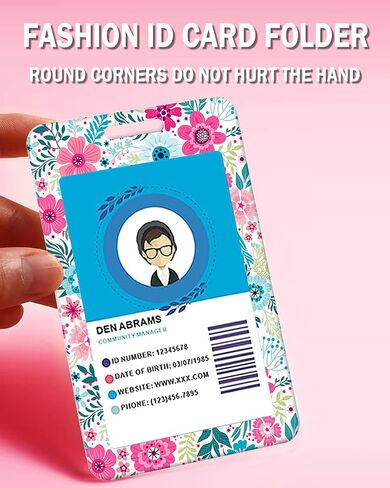 Badge Holder with Retractable Badge Reel Carabiner Clip and Detachable Lanyard Strap Hard Vertical Card Protector for Women Nurse Teacher Student Small Colorful Flower in Kuwait