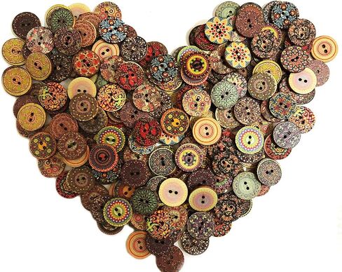 Esoca 200Pcs Wood Buttons for Crafts 20mm Wooden Craft Buttons with 2 Holes for DIY Sewing Craft Decorative in Kuwait