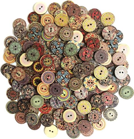 Esoca 200Pcs Wood Buttons for Crafts 20mm Wooden Craft Buttons with 2 Holes for DIY Sewing Craft Decorative in Kuwait