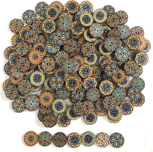 Esoca 200Pcs Wood Buttons for Crafts 20mm Wooden Craft Buttons with 2 Holes for DIY Sewing Craft Decorative in Kuwait