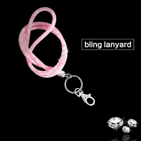 8 Pack ID Card Lanyard Strap with Keychain Holder for Women, Bling Crystal Neck Lanyards ID Holder Clip for ID Card & Keys Strap in Kuwait