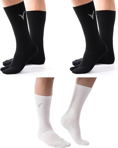 3 Pairs Split Toe Thick Cotton Blend Flip-Flop V-Toe Tabi Big Toe Socks Size: Women 9-12 Men 8-11 in Saudi Arabia