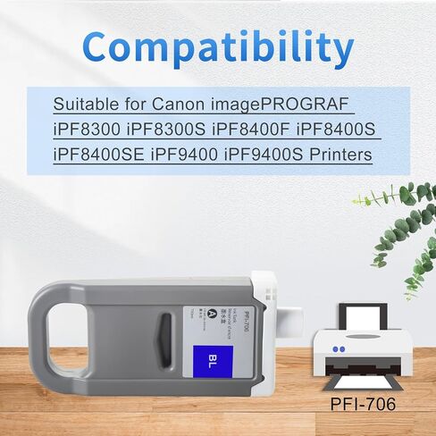 استبدال خرطوشة حبر الصباغ المتوافقة مع Canon PFI-706 PFI-706GY لـ Canon ImagePrograf IPF8300 IPF8300S IPF8400F IPF8400S IPF8400SE IPF9400 IPF9400S (700ML GRAY PUIMMENT) in Kuwait