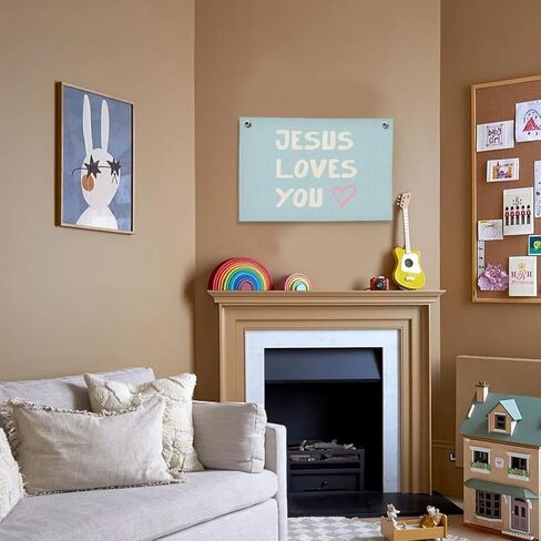 Bible Verse Wall Decor, Christian Nursery Room Decor Kids, Jesus Room Decor, Jesus Love You Blue Christian Wall Hanging Linen Banner, 20x30 Inch in Kuwait