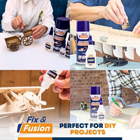Fix & Fusion CA Super Glue (1.77 أوقية) مع مجموعة رش المنشط (6.76 Fl Oz) ، لاصق سريع/منشط فوري للمادة اللاصقة/السيانو. in Kuwait