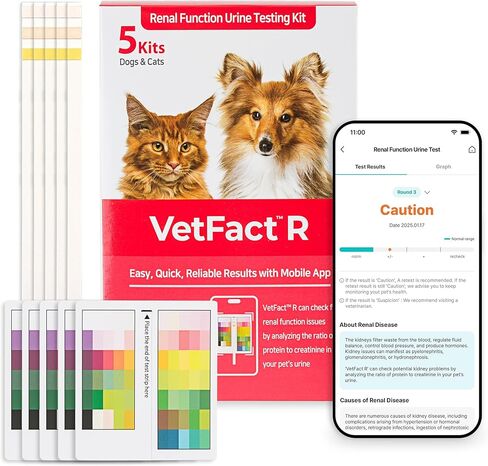 [5 Kits] Free Mobile App (iOS, Android) Urine Test Strips for Dogs & Cats, Renal Function Test at Home, Easy-to- Use ; Support English, Spanish, Korean, and Japanese in Saudi Arabia