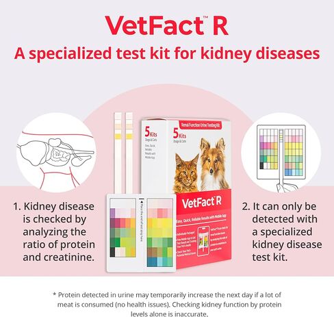[5 Kits] Free Mobile App (iOS, Android) Urine Test Strips for Dogs & Cats, Renal Function Test at Home, Easy-to- Use ; Support English, Spanish, Korean, and Japanese in Saudi Arabia