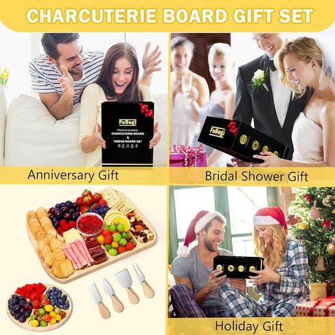Portable Charcuterie Board with Lid for Travel, Bamboo Charcuterie Cheese Board with Cover Compartments, To Go Charcuterie Box Serving Tray Board Set with Clear Locking Lid for Party Picnic Meat Snack in Saudi Arabia