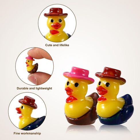 25pcs Mini Resin Cowboy Ducks, Tiny Small Cowboy Sheriff Resin Duck Figurine Miniature Garden Decor for Home Office Car Dashboard Decor Festive Gift(Brown) in Saudi Arabia