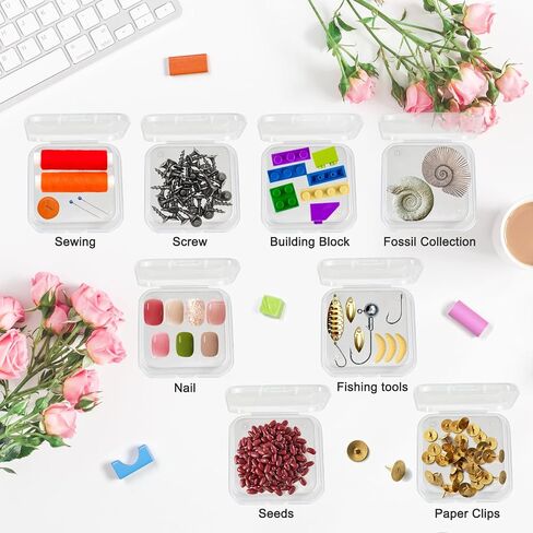 Egaageoi 30 PC Clear Plastic Bead Organizer Box with Hinged Lids and Labels in Saudi Arabia