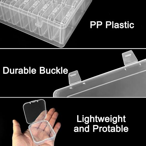 Egaageoi 30 PC Clear Plastic Bead Organizer Box with Hinged Lids and Labels in Saudi Arabia