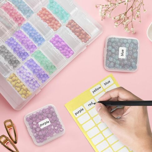 Egaageoi 30 PC Clear Plastic Bead Organizer Box with Hinged Lids and Labels in Saudi Arabia