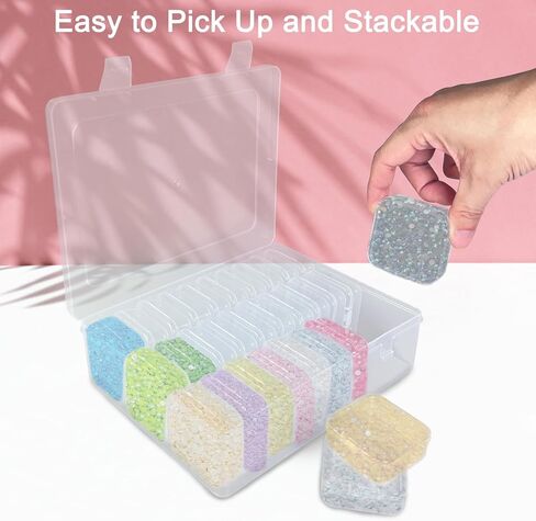Egaageoi 30 PC Clear Plastic Bead Organizer Box with Hinged Lids and Labels in Saudi Arabia