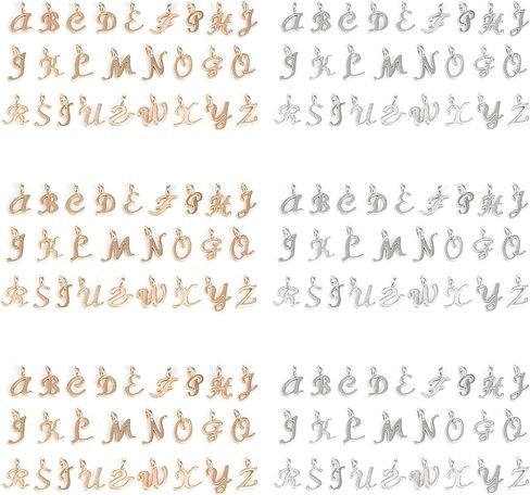 156 PCS Silver Gold Mini Metal Alphabet Charms A-Z لتصنيع مجوهرات قلادة سوار in Saudi Arabia