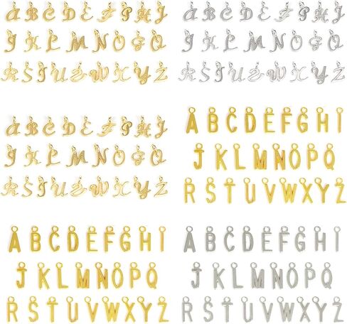 156 Pcs Silver Gold Mini Metal Alphabet Letter Charms A-Z for Bracelet Necklace Jewelry Making in Saudi Arabia