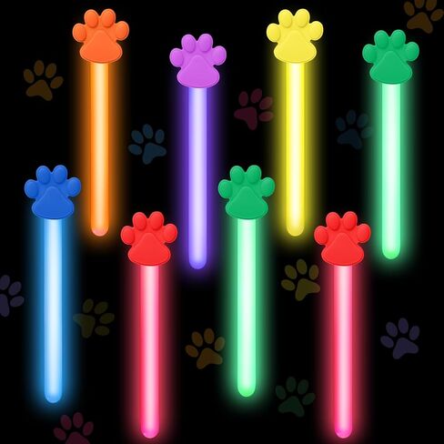 24 Paw Party Favors Glow Sticks for Kids, 4 Inch Paw Print Glow Sticks Glow in the Dark Party Supplies Patrol Goodie Bags Stuffers Pet Dog Puppy Pals Cat Birthday Decorations in Saudi Arabia