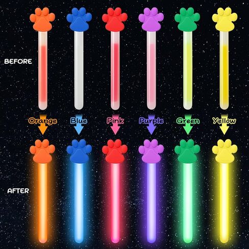 24 Paw Party Favors Glow Sticks for Kids, 4 Inch Paw Print Glow Sticks Glow in the Dark Party Supplies Patrol Goodie Bags Stuffers Pet Dog Puppy Pals Cat Birthday Decorations in Saudi Arabia