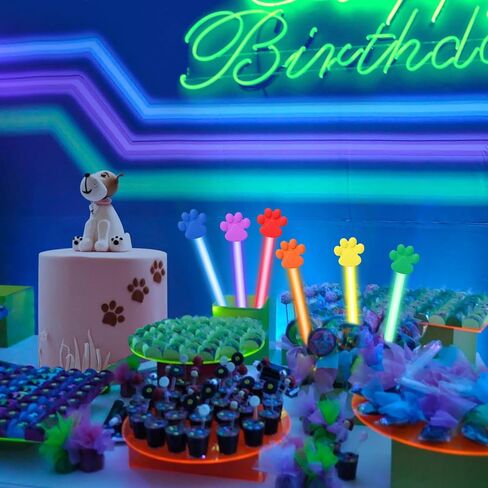 24 Paw Party Favors Glow Sticks for Kids, 4 Inch Paw Print Glow Sticks Glow in the Dark Party Supplies Patrol Goodie Bags Stuffers Pet Dog Puppy Pals Cat Birthday Decorations in Saudi Arabia