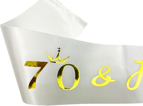 عيد ميلاد 70 ، رائع 70 عيد ميلاد ساتان أبيض مع كلمات رقائق ذهبية ، وملحقات عيد ميلاد سعيد ال 70 حفل زخارف الحزب in Kuwait