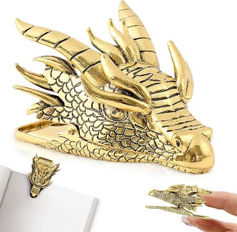 Retro Dragon Head Bookmark – Page Holder - Reading Note Paper Clip for Home School Office – Gift for Teachers Clerks Students and Book Lovers (Gold) in Saudi Arabia