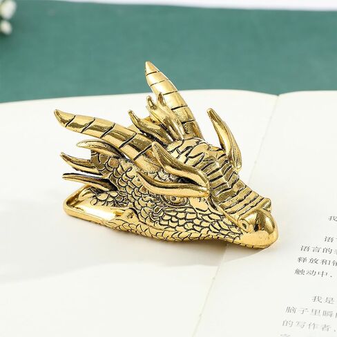 Retro Dragon Head Bookmark – Page Holder - Reading Note Paper Clip for Home School Office – Gift for Teachers Clerks Students and Book Lovers (Gold) in Saudi Arabia