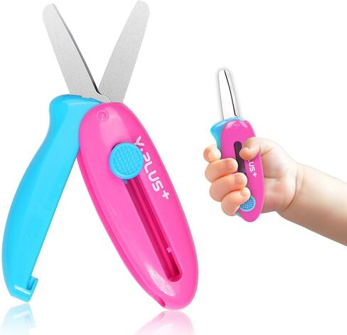 Safety Scissors for Kids, Retractable Small Scissors for Toddler Craft Ages 3-5 2-4 1-3, Cute Pink Toddler Craft Preschool 3Pcs in Kuwait