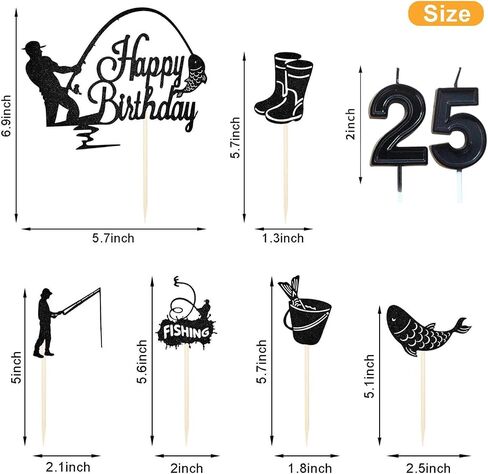 عيد ميلاد 13 شموع للكعكة ، والذهب غاية كعكة الصيد أعلى ، وعيد ميلاد سعيد 13th كب كيك القبعات ، وزينة كعكة الصيد ، وصيد الأسماك لحفلات الحفلات للأولاد 13 سنة in Kuwait