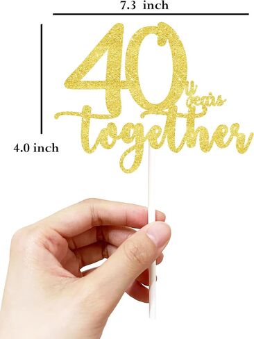 40 years together golden cake topper, happy 40th Anniversary Cake Toppers, 40th Anniversary Decorations, 40th Wedding Anniversary Party Supplies,Forty Anniversary Cake topper in Saudi Arabia