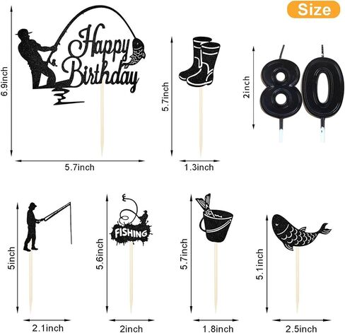 عيد ميلاد 13 شموع للكعكة ، والذهب غاية كعكة الصيد أعلى ، وعيد ميلاد سعيد 13th كب كيك القبعات ، وزينة كعكة الصيد ، وصيد الأسماك لحفلات الحفلات للأولاد 13 سنة in Kuwait