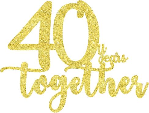 40 years together golden cake topper, happy 40th Anniversary Cake Toppers, 40th Anniversary Decorations, 40th Wedding Anniversary Party Supplies,Forty Anniversary Cake topper in Saudi Arabia