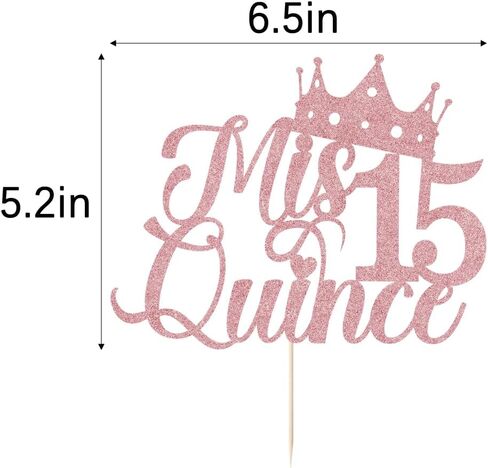 Mis Quince Gold Glitter Cake Topper ، زخارف عيد ميلاد 15 ، Feliz 15 Años ، هتافات إلى 15 عامًا ， Hello 15 ، زخارف حفلة عيد ميلاد سعيدة (ذهبية) in Kuwait