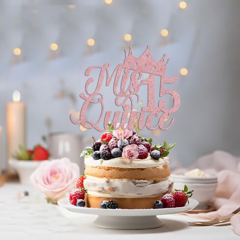 Mis Quince Gold Glitter Cake Topper ، زخارف عيد ميلاد 15 ، Feliz 15 Años ، هتافات إلى 15 عامًا ， Hello 15 ، زخارف حفلة عيد ميلاد سعيدة (ذهبية) in Kuwait