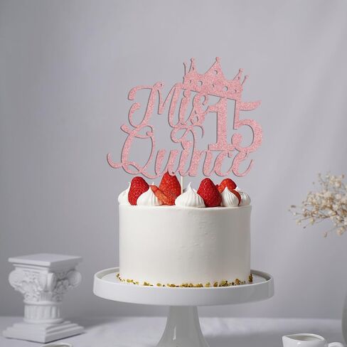 Mis Quince Gold Glitter Cake Topper ، زخارف عيد ميلاد 15 ، Feliz 15 Años ، هتافات إلى 15 عامًا ， Hello 15 ، زخارف حفلة عيد ميلاد سعيدة (ذهبية) in Kuwait