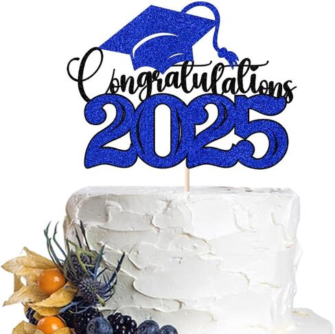 Congratulations 2025 Cake Topper，Congrats 2025 Grad Cake Topper，Congratulations Wedding, Retirement, Birthday, Anniversary Party Decoration Supplies(Dark blue green -9) in Saudi Arabia