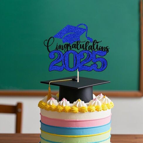 Congratulations 2025 Cake Topper，Congrats 2025 Grad Cake Topper，Congratulations Wedding, Retirement, Birthday, Anniversary Party Decoration Supplies(Dark blue green -9) in Saudi Arabia