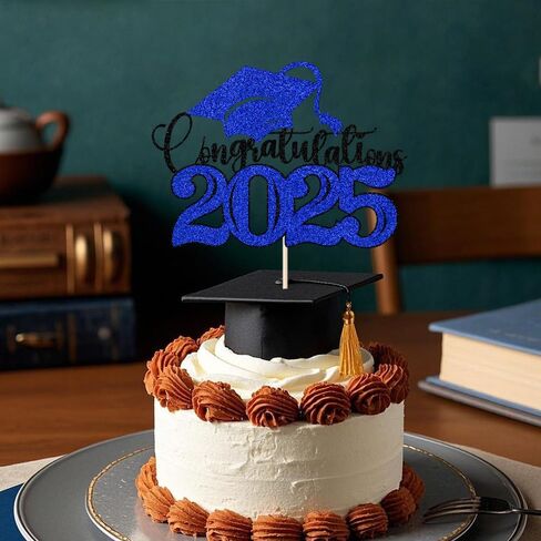 Congratulations 2025 Cake Topper，Congrats 2025 Grad Cake Topper，Congratulations Wedding, Retirement, Birthday, Anniversary Party Decoration Supplies(Dark blue green -9) in Saudi Arabia