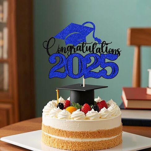 Congratulations 2025 Cake Topper，Congrats 2025 Grad Cake Topper，Congratulations Wedding, Retirement, Birthday, Anniversary Party Decoration Supplies(Dark blue green -9) in Saudi Arabia