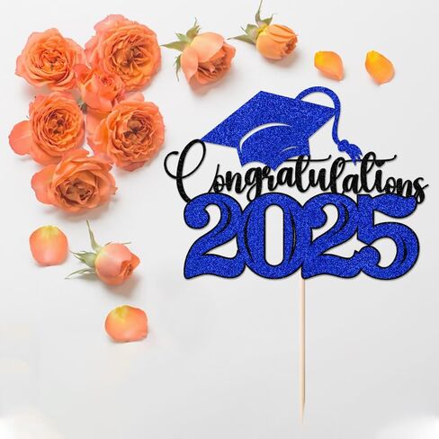 Congratulations 2025 Cake Topper，Congrats 2025 Grad Cake Topper，Congratulations Wedding, Retirement, Birthday, Anniversary Party Decoration Supplies(Dark blue green -9) in Saudi Arabia