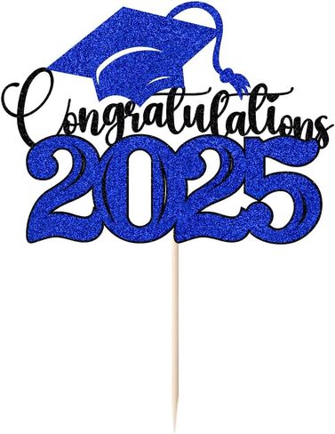 Congratulations 2025 Cake Topper，Congrats 2025 Grad Cake Topper，Congratulations Wedding, Retirement, Birthday, Anniversary Party Decoration Supplies(Dark blue green -9) in Saudi Arabia