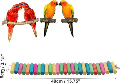 Hamster Bridge, Flexible Bendy Climbing Ladder, Hanging Wooden Hamster Stairs for Small Animals, 15.75" L x 2.36" W, Rainbow Color in Kuwait